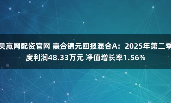 贝赢网配资官网 嘉合锦元回报混合A:2025年第二季度利润48.33万元 净值增长率1.56%