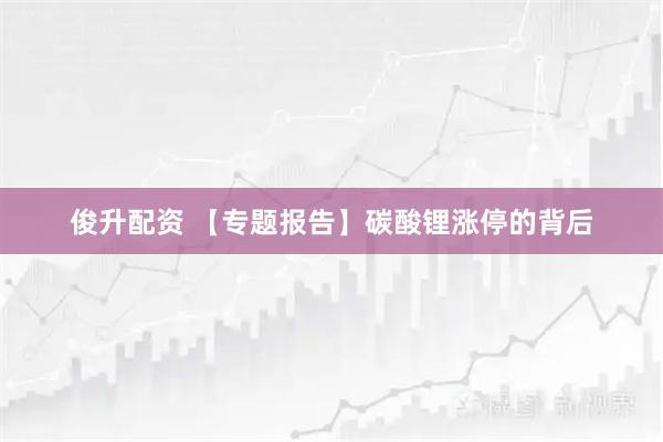 俊升配资 【专题报告】碳酸锂涨停的背后